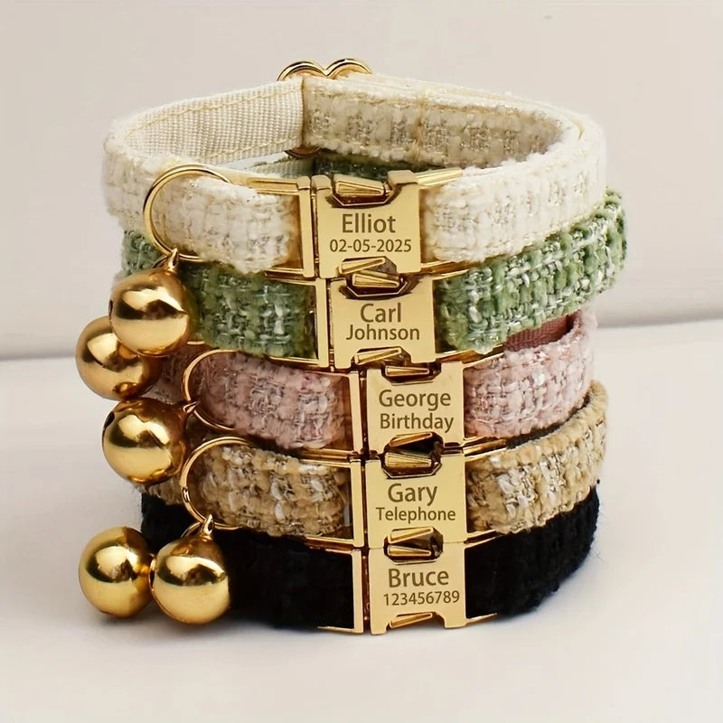 Custom Engraved Dog Collar – Gold Buckle