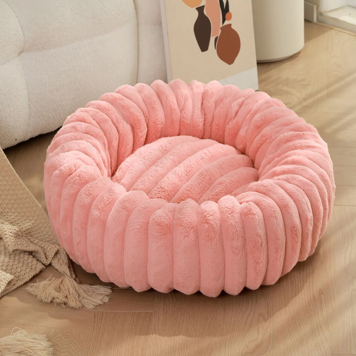 40-80cm Fluffy Pets Dogs Beds Large Round Dog Bed Super Warm Soft Cat House Plush Cat Nest Winter Big Bed