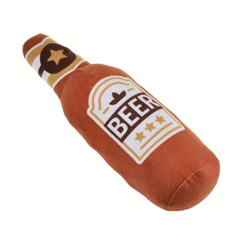 Realistic Beer Bottle Shape, Squeaking Dog Toy. Interactive Play, Bite Resistant and Wear-resistant. Easy To Clean