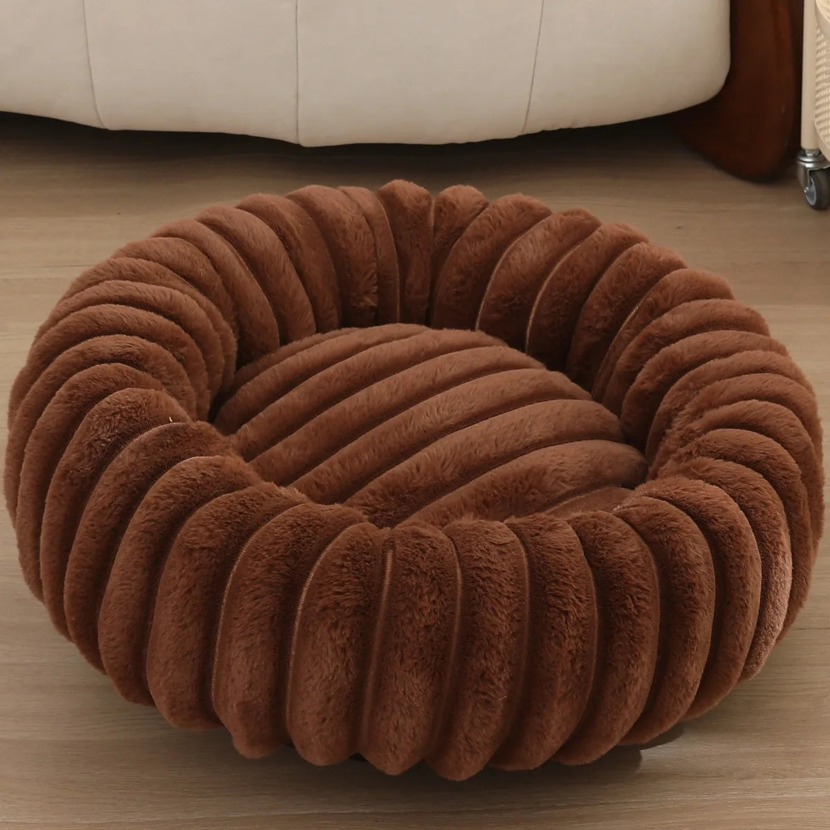 40-80cm Fluffy Pets Dogs Beds Large Round Dog Bed Super Warm Soft Cat House Plush Cat Nest Winter Big Bed