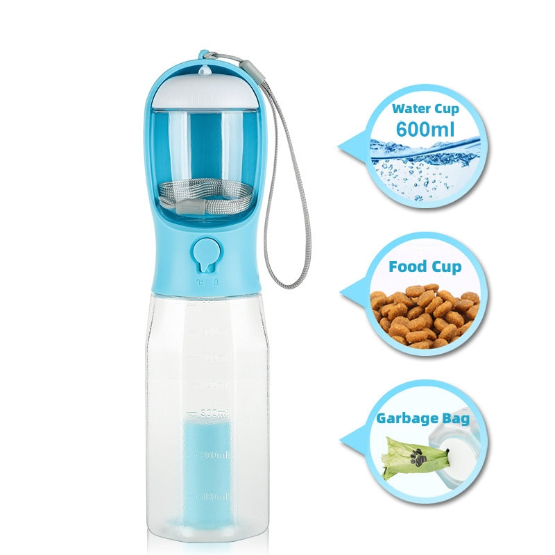 3-in-1 Dog Water Bottle – Drinker, Food & Bag Holder