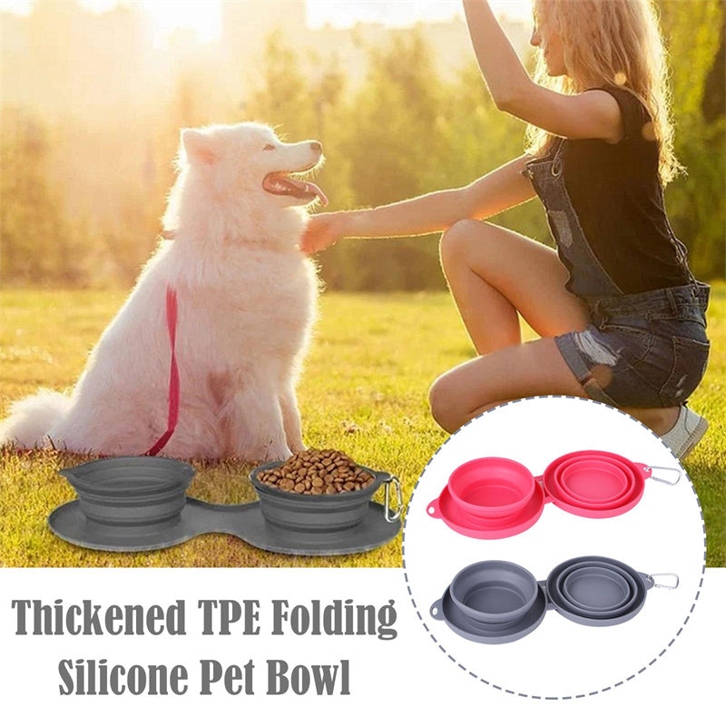 Collapsible Double Dog Bowl – Rubber, Travel-Friendly