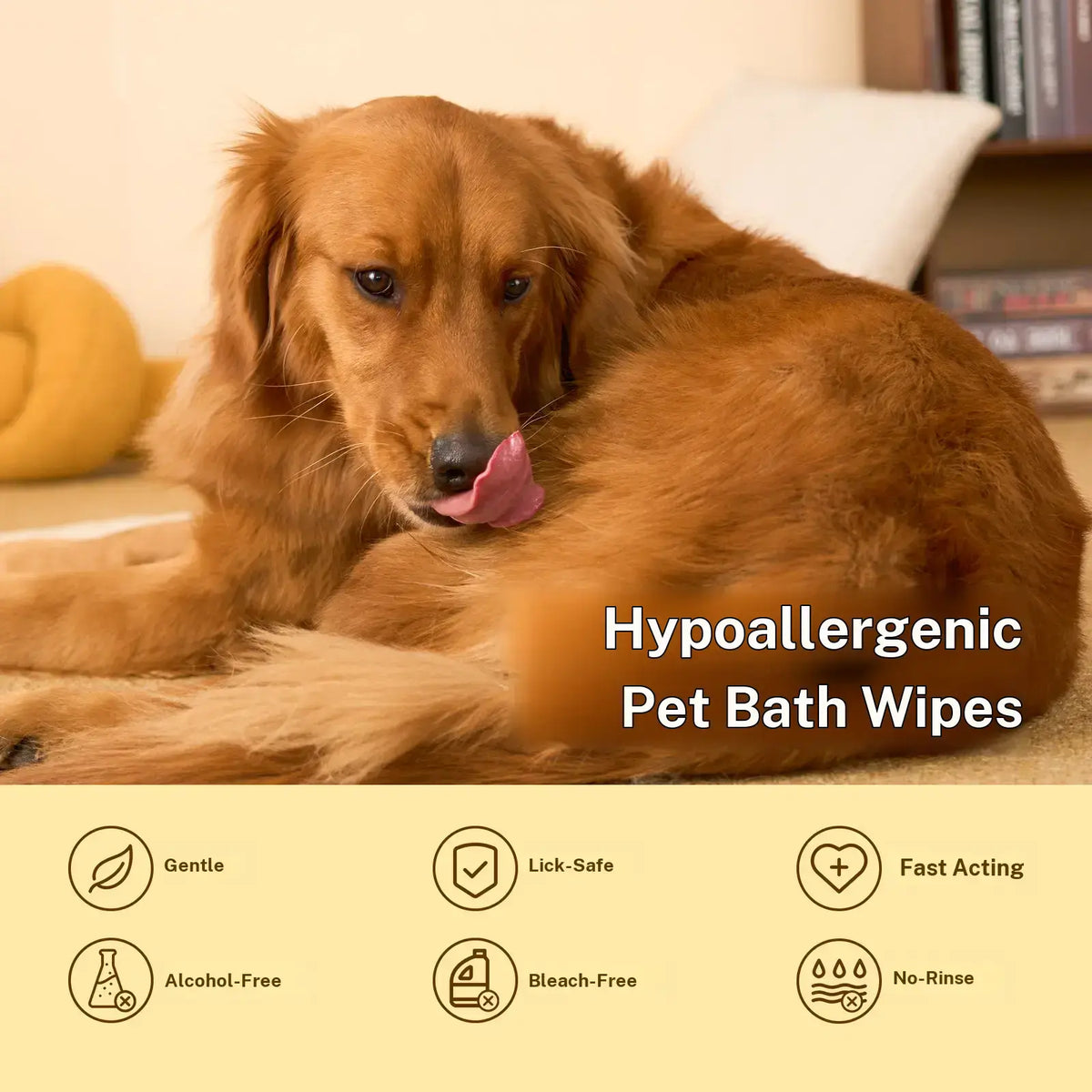 HICC PET 20Pcs Dog Grooming Wipes - No-Rinse Hypoallergenic Glove Wipes with Fermented Oils for Hair Removal, Deodorizing, Skin Hydration, Bath-Free Dog Grooming#Sohochic