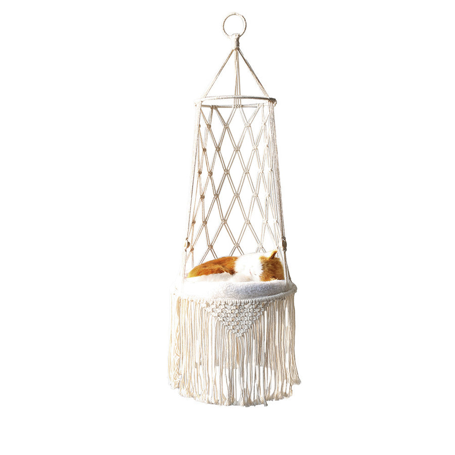Macrame Hanging Cat Hammock – Wall Bed or Swing