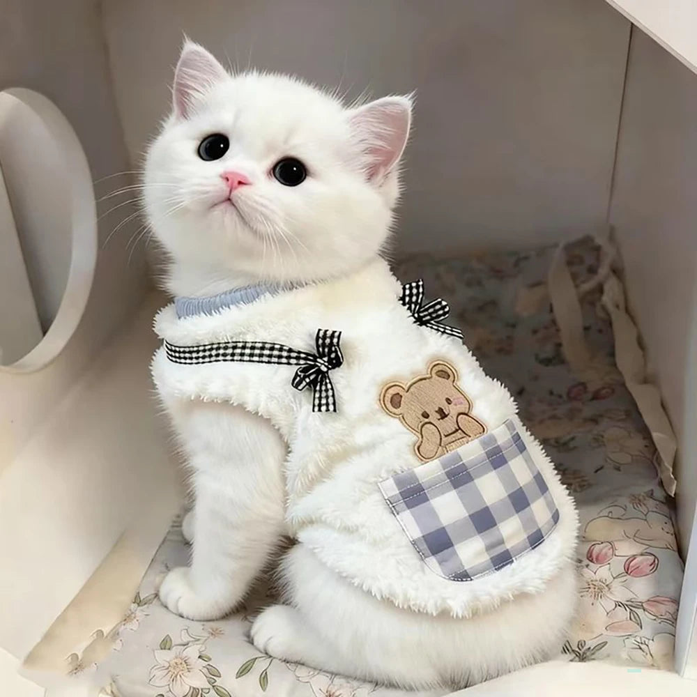 Cute Cat Dog Clothes Winter Plush Vest Soft Fleece Kitten Jacket Warm Puppy Coat Small Dogs Cats Apparel