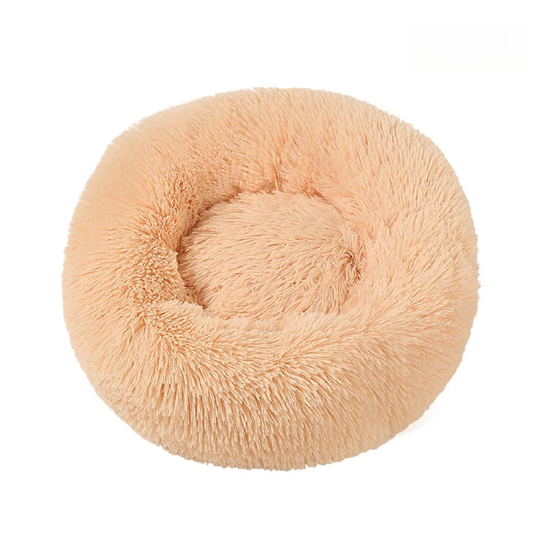 Round Plush Dog Bed Winter Warm Cat Bed Washable Pet Sofa Basket Bed for Small Medium Large Dogs Cats